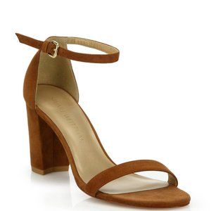 Stuart Weitzman Brown Suede Ankle Strap Heels